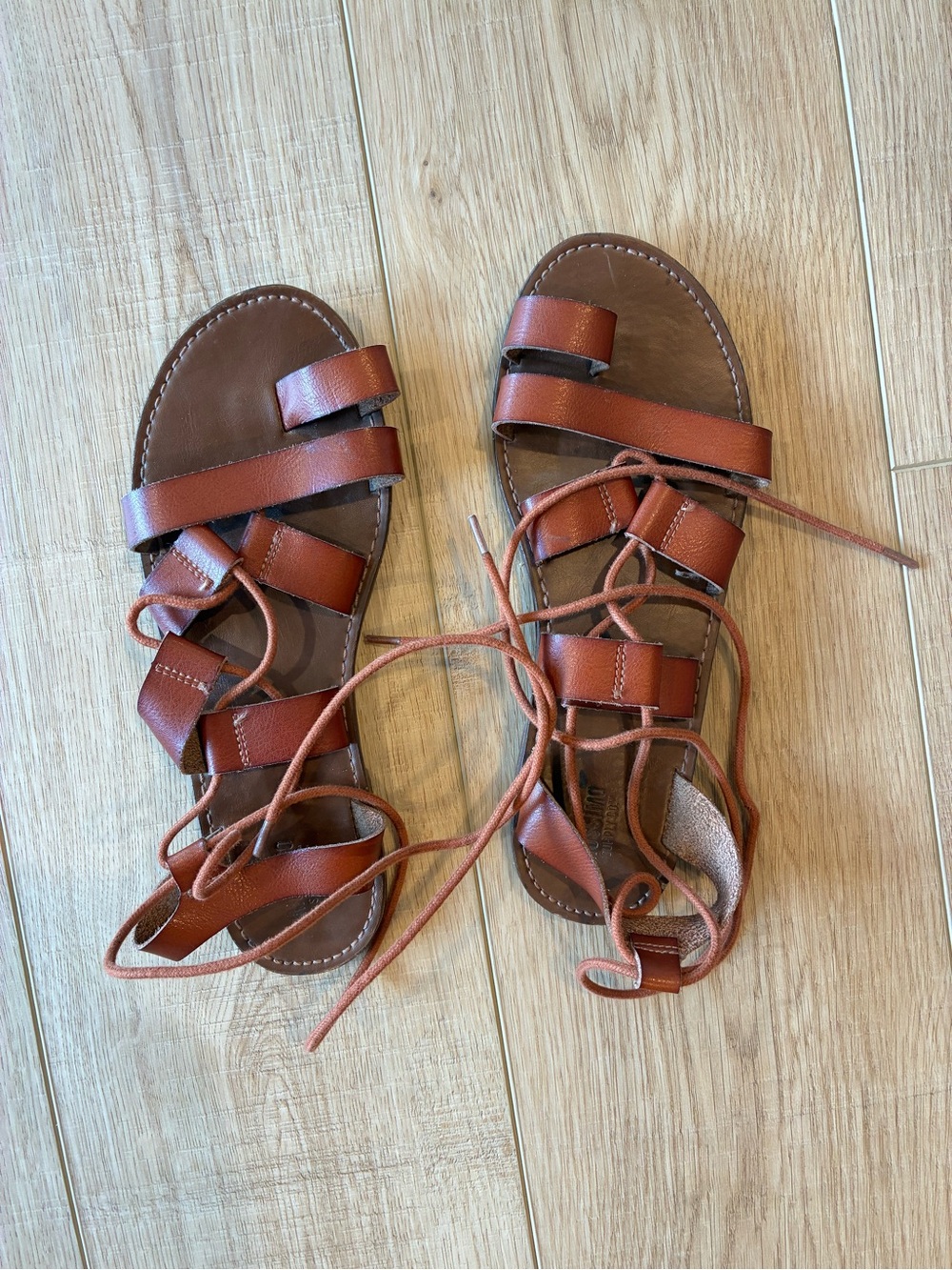 Mossimo Women's gladiator Lace-Up Strappy Sandals in Cognac Brown size 8.5